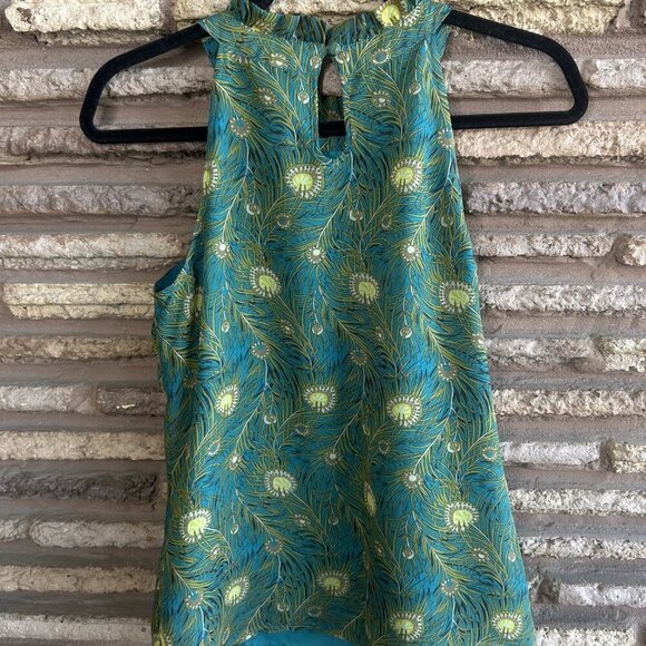 Liberty of London Target Hera Peacock Feathers High Neck Halter Top Size Small - Picture 6 of 10